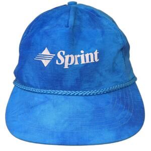 Cameo Sprint Blue White 5 Panel Snapback Hat One Size Call Before You Dig Rope